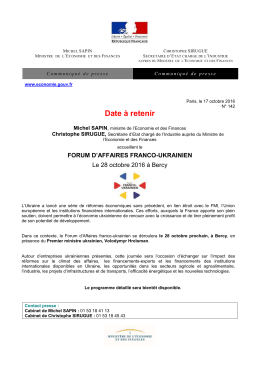 Date &agrave; retenir - Portail de l`&eacute;conomie et des finances