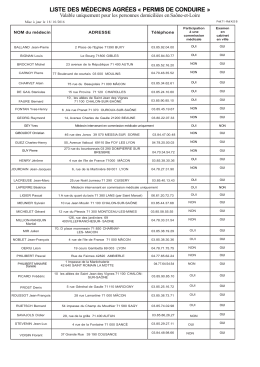 LISTE DES M&Eacute;DECINS AGR&Eacute;ES &laquo; PERMIS DE CONDUIRE &raquo;