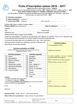 Fiche d`inscription saison 2010 &ndash; 2011 - RSSB