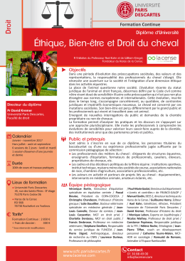 &Eacute;thique, Bien-&ecirc;tre et Droit du cheval