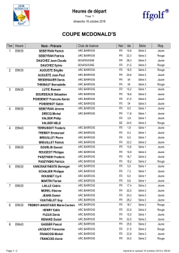 Départs Coupe McDonald`s du Dimanche 16