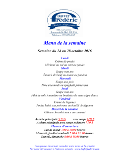 Menu de la semaine