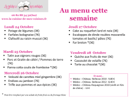 Au menu cette semaine - La cuisine de mes voisines