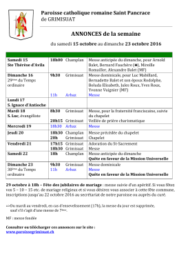 ANNONCES de la semaine - Paroisse de Grimisuat