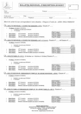 Bulletin inscription et reglement interieur 2016 2017