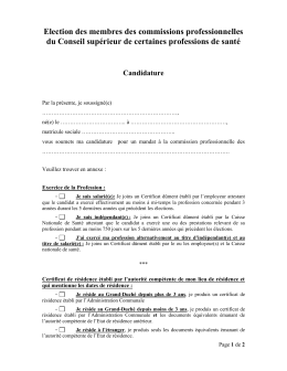 Formulaire candidature &brvbar; Election des membres des commissions
