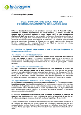 Communiqué de presse - Conseil départemental des Hauts-de