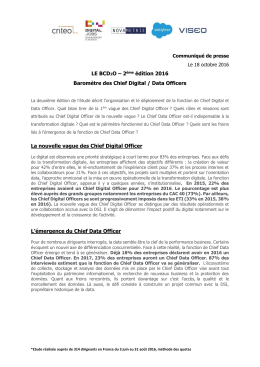 LE BCD2O – 2ème édition 2016 Baromètre des Chief Digital