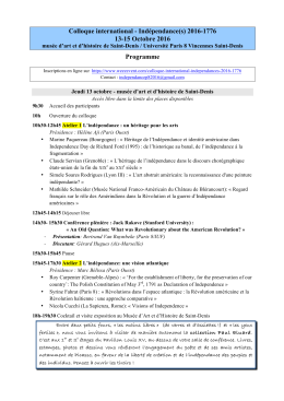 Ind&eacute;pendance(s) 2016-1776 13-15 Octobre