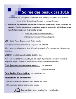 Soirée des beaux cas 2016 - Association des Cytologistes du Québec