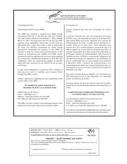 Utility Rates Review Council (URRC) The URRC has received a