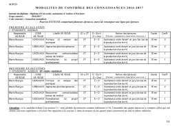 MODALITES DE CONTR&Ocirc;LE DES CONNAISSANCES 2016-2017