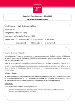 Droit du marché intérieur - S.BRACQ