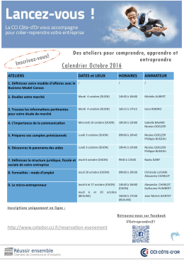 Calendrier Octobre 2016