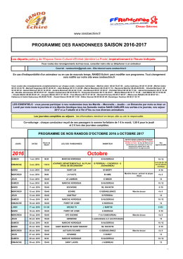 Programme des randonnées