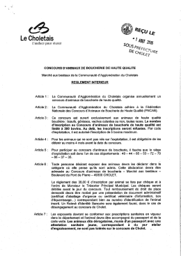 Concours d`Animaux de Boucherie - R&egrave;glement int&eacute;rieur