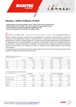 Manitou : Chiffre d`affaires T3 2016