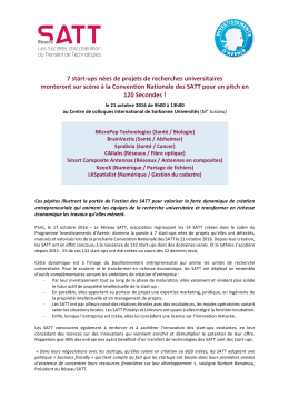 7 start-‐ups nées de projets de recherches universitaires