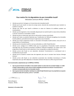 Pour mettre fin à la dégradation du parc immobilier locatif