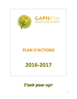 PLAN D`ACTIONS S`unir pour agir