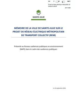 m&eacute;moire de la ville de sainte-julie sur le projet de r&eacute;seau