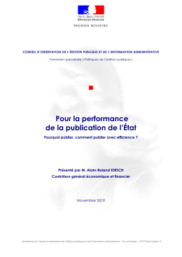 Rapport « Pour la performance de la publication