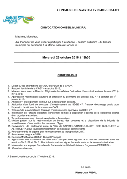 Découvrez l`ordre du jour du prochain - Ville de Ste-Livrade-sur-Lot