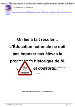 On les a fait reculer... L`&Eacute;ducation nationale ne doit pas imposer aux