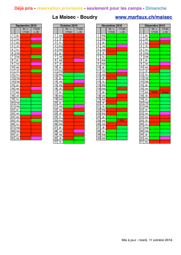 Calendrier avec les dates des réservations