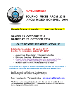 TOURNOI MIXTE ARCM 2016 ARCM MIXED BONSPIEL 2016