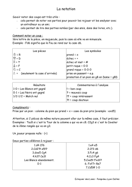 La notation - Echiquier des Lions