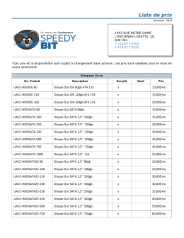 Liste de prix Speedy Bit Automne 2016