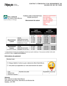 Contrat d`émission d`un abonnement de saison de ski de fond