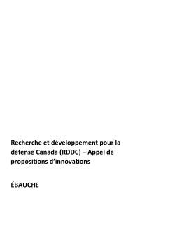 (RDDC) – Appel de propositions d`innovations