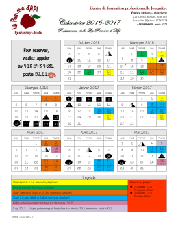 Calendrier de La Pomme d`Api 2016-2017