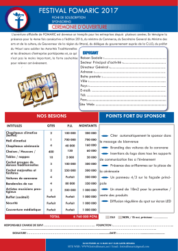 Fiche c&eacute;r&eacute;monie d`ouverture