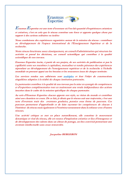 Erasmus Expertise est une terre d`aventure o&ugrave; l`on fait quantit&eacute; d