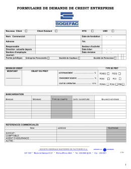 FORMULAIRE DE DEMANDE DE CREDIT ENTREPRISE