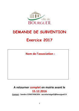 DEMANDE DE SUBVENTION Exercice 2017