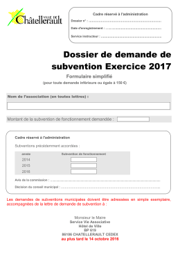 demande de subvention ville de Ch&acirc;tellerault simplifi&eacute;e
