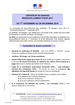 Modalités de renouvellement d`un certificat W garage