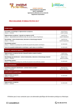Planning des formations 2017
