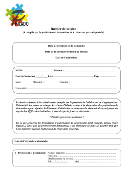 Dossier d`admission