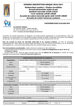 Dossier unique d`inscription 2016-2017