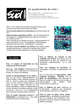 Voici notre profession de foi pour les &eacute;lections professionnelles