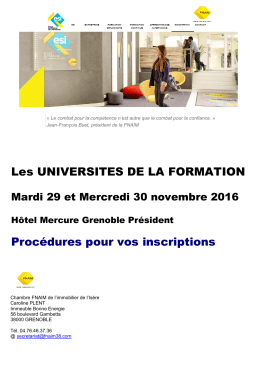 Procédures à suivre pour vos inscriptions