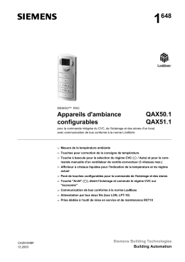 1648 Appareils d`ambiance configurables QAX50.1 QAX51.1