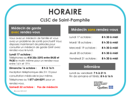 Horaire de la garde médicale du CLSC de Saint