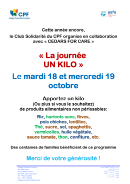 Journée 1 kilo 2016 - Collège Protestant Français