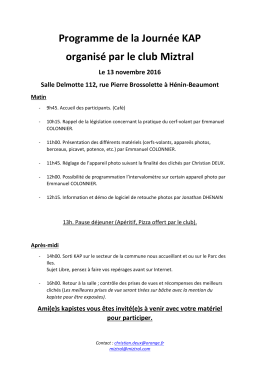 Programme de la Journée KAP organisé par le club Miztral Le 13